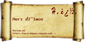 Herz Álmos névjegykártya